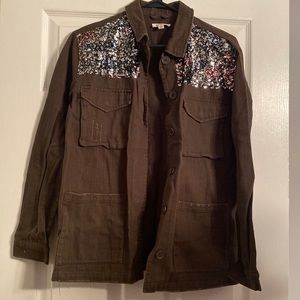 Sequin Army Green Jacket